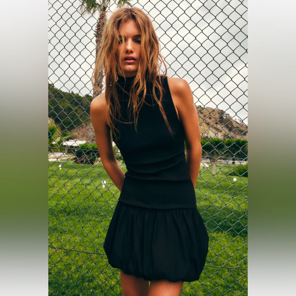 ZARA RIBBED BALLOON DRESS